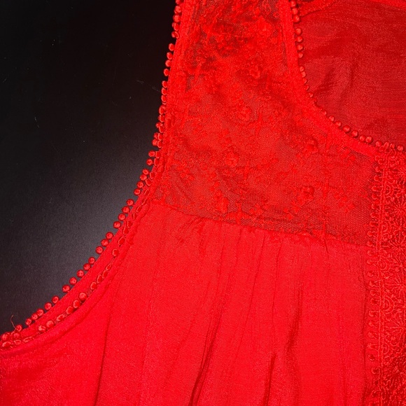 Zac & Rachel Red Sleeveless Shift Dress With Lace Detail Size 2XL EUC - Picture 6 of 9